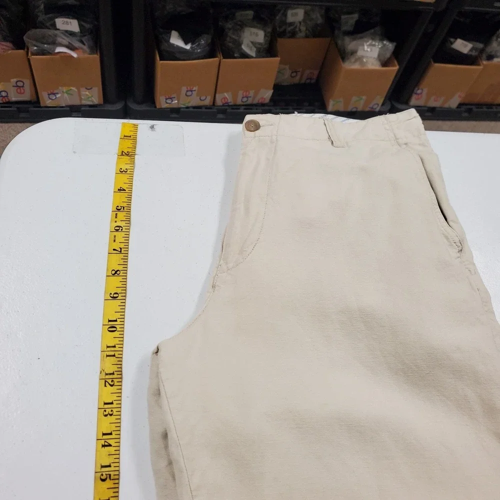 J Crew Mens Irish Linen Cotton Pants 34X32 Straight Leg Beige 73483